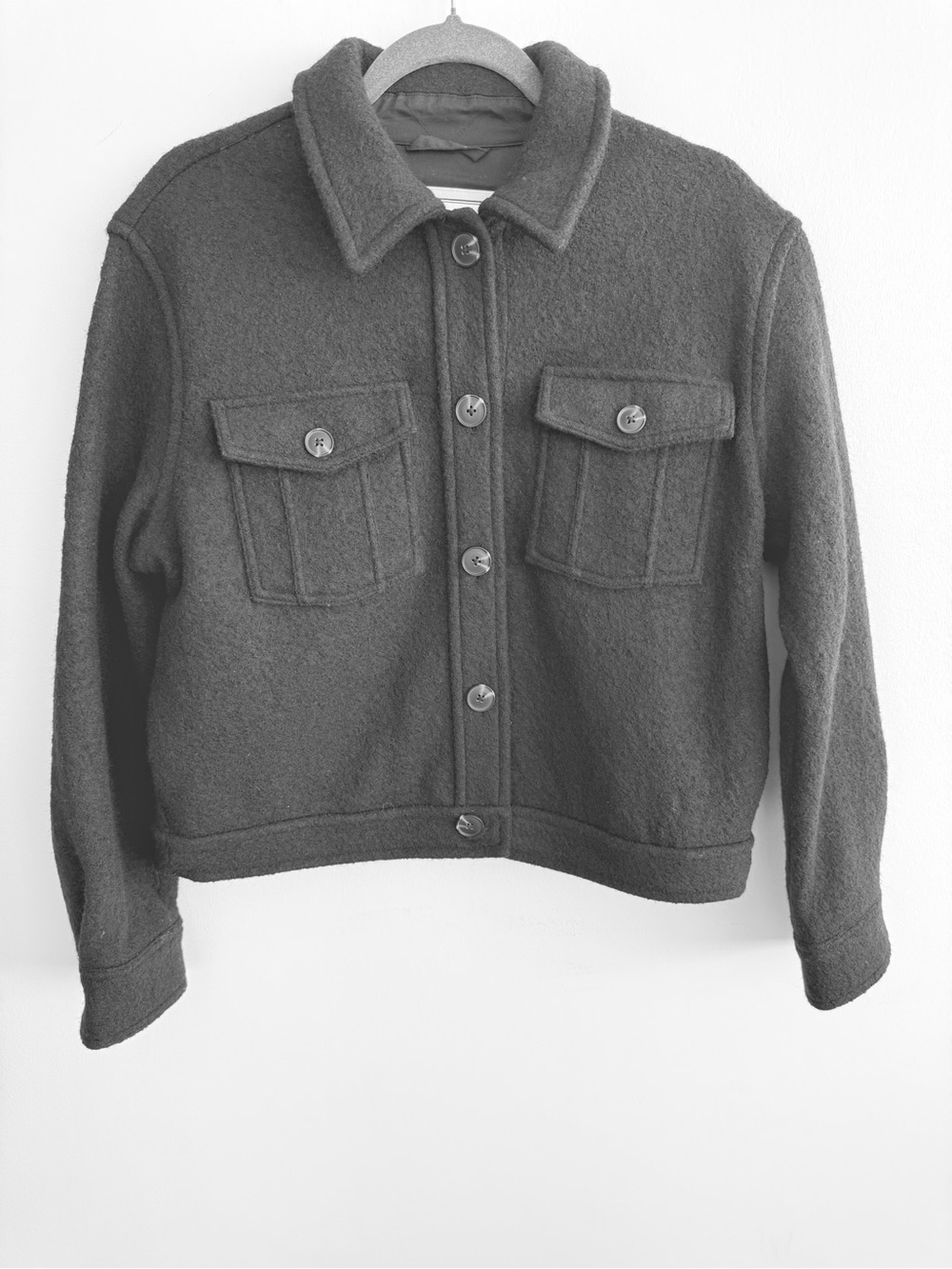 Hunter Black Wool Utility Jacket with Chest Flap Pockets NWOT